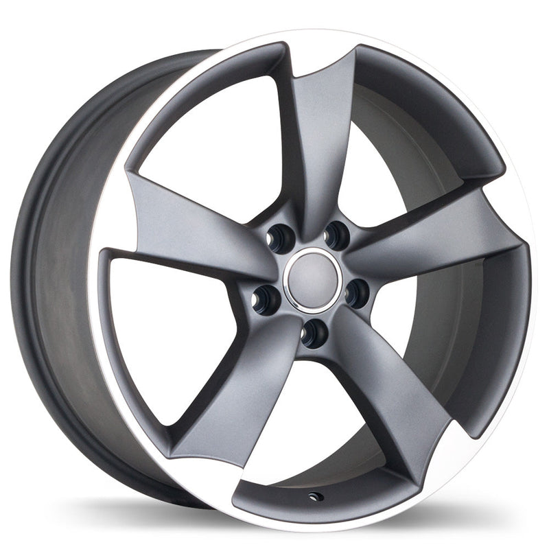 Replika - R134A - Gunmetal - Matte Gunmetal with Machined Face - 18" x 8.5", 35 Offset, 5x112 (Bolt Pattern), 66.5mm HUB