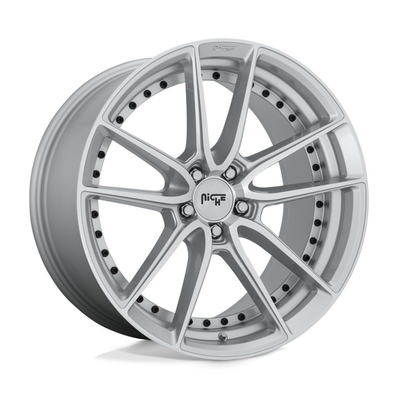 Niche - M221 DFS - Silver - GLOSS SILVER MACHINED - 20" x 9", 38 Offset, 5x112 (Bolt Pattern), 66.6mm HUB