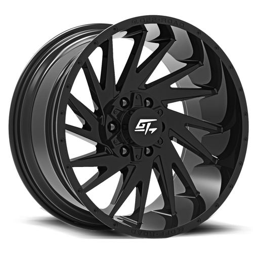 GT Off-Road - Tomahawk - Black - Gloss Black - 24" x 14", -76 Offset, 5x127/139.7 (Bolt pattern), 78.1mm HUB