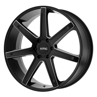 KMC Wheels - KM700 REVERT - Black - Satin Black Milled - 24" x 9.5", 15 Offset, 5x139.7 (Bolt Pattern), 78.1mm HUB