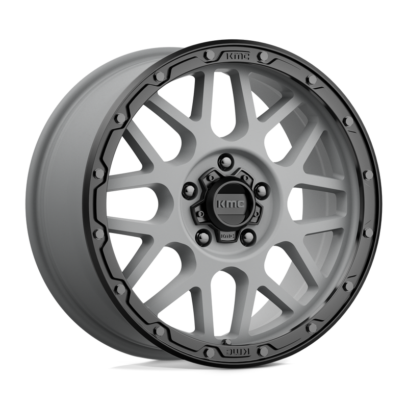 KMC Wheels - KM535 GRENADE OFF-ROAD - Gunmetal - MATTE GRAY MATTE BLACK LIP - 18" x 8.5", 35 Offset, 5x120 (Bolt Pattern), 64.2mm HUB