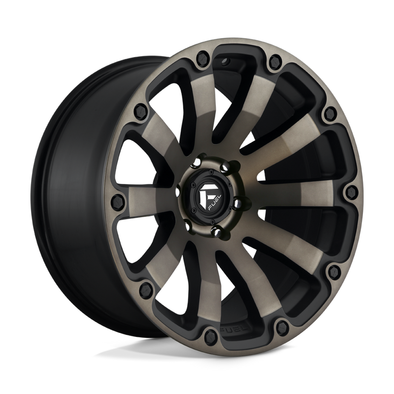 Fuel - D636 DIESEL - Black - MATTE BLACK DOUBLE DARK TINT - 20" x 10", -18 Offset, 6x139.7 (Bolt Pattern), 108mm HUB
