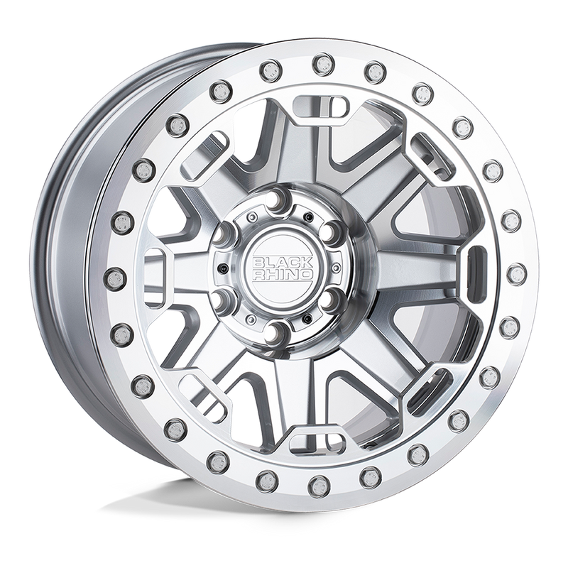 Black Rhino - RIFT BEADLOCK - Silver - SILVER WITH MIRROR FACE & MACHINED RING - 17" x 8.5", -30 Offset, 6x139.7 (Bolt Pattern), 112.1mm HUB