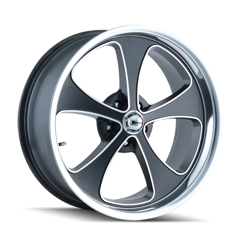 Ridler - 645 - Black - MATTE BLACK/MACHINED FACE/POLISHED LIP - 18" x 8", 0 Offset, 5x120.65 (Bolt Pattern), 83.8mm HUB