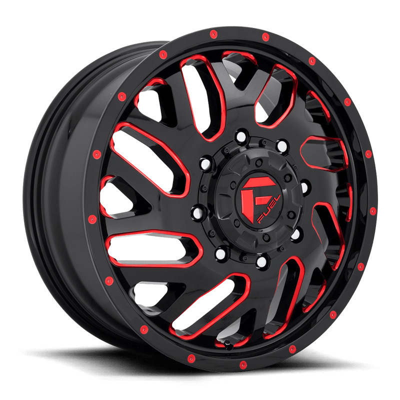 Fuel - D656 TRITON - Black - GLOSS BLACK RED TINTED CLEAR - 20" x 8.25", 105 Offset, 8x165.1 (Bolt Pattern), 121.5mm HUB