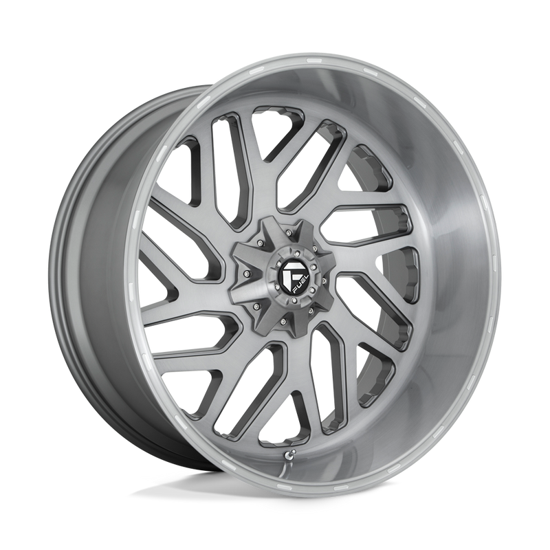 Fuel - D715 TRITON PLATINUM - Gunmetal - BRUSHED GUN METAL TINTED CLEAR - 26" x 12", -44 Offset, 8x180 (Bolt Pattern), 124.2mm HUB