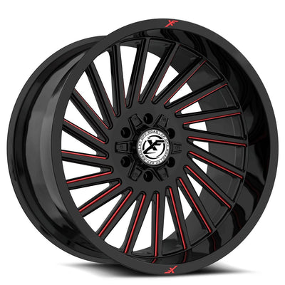 XF Off-Road - XF-239 - Black - Gloss Black Milled Red - 20" x 10", -12 Offset, 6x135/139.7 (Bolt pattern), 106.40mm HUB