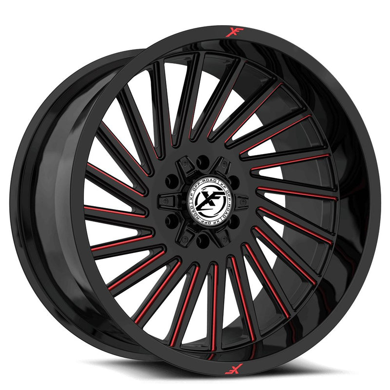 XF Off-Road - XF-239 - Black - Gloss Black Milled Red - 20" x 10", -12 Offset, 6x135/139.7 (Bolt pattern), 106.40mm HUB