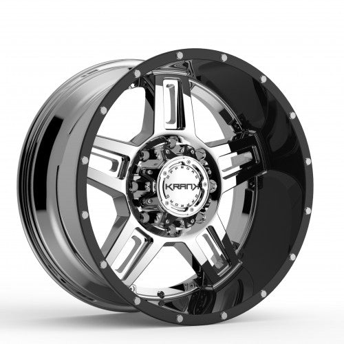 KranK Off-road - Hammer - Chrome - Chrome Gloss Black Barrel - 20" x 9", 0 Offset, 8x165.1 (Bolt Pattern), 130mm HUB
