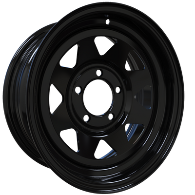 Envy Wheels - TRAILER STEEL SPOKE - Black - GLOSS BLACK - 14" x 6", 0 Offset, 5x114.3 (Bolt Pattern), 84mm HUB