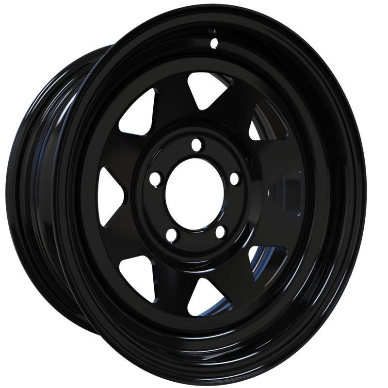 Envy Wheels - TRAILER STEEL SPOKE - Black - GLOSS BLACK - 14" x 6", 0 Offset, 5x114.3 (Bolt Pattern), 84mm HUB