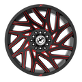 XF Off-Road - XF-229 - Black - Gloss Black & Red Milled - 20" x 10", -12 Offset, 5x127/139.7 (Bolt pattern), 78.10mm HUB