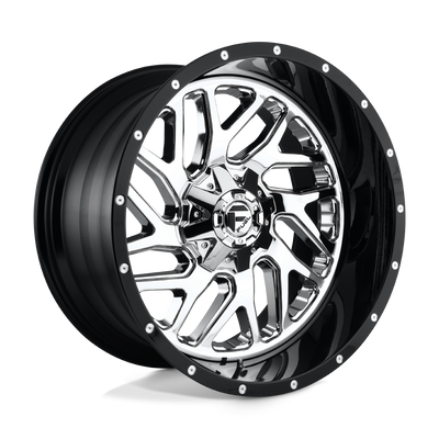Fuel - D211 TRITON - Polished - CHROME PLATED GLOSS BLACK LIP - 20" x 10", -19 Offset, 8x165.1 (Bolt Pattern), 125.1mm HUB