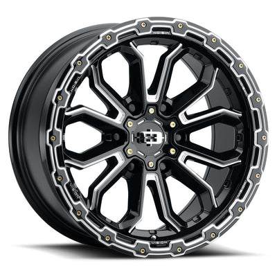 Vision Wheel Off-Road - 405 KORUPT - Black - Gloss Black Milled Spoke - 18" x 9", -12 Offset, 5x127 (Bolt Pattern), 78.1mm HUB