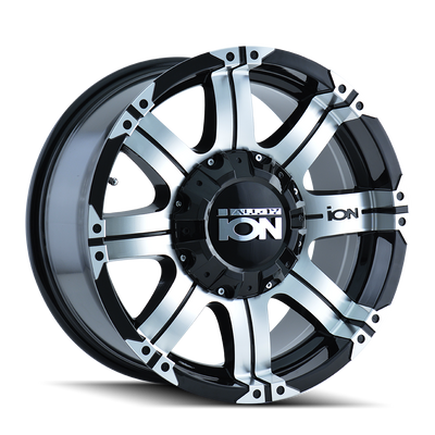 Ion Alloy - 187 - Black - BLACK/MACHINED FACE/MACHINED LIP - 16" x 8", 10 Offset, 8x165.1/170 (Bolt Pattern), 130.8mm HUB