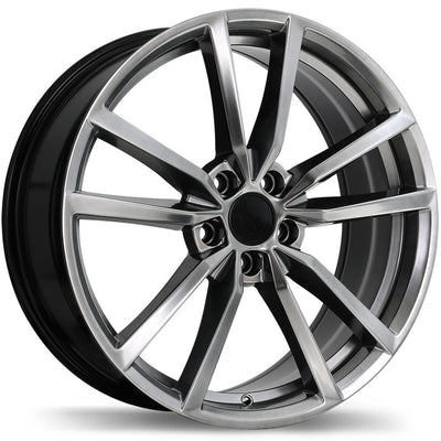Replika - R195 - Gunmetal - Dark Hyper Silver - 19" x 8", 45 Offset, 5x112 (Bolt Pattern), 66.5mm HUB