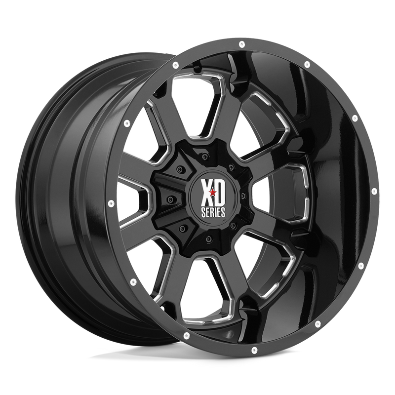 XD Series - XD825 BUCK 25 - Black - GLOSS BLACK MILLED - 20" x 9", 0 Offset, 5x127/139.7 (Bolt Pattern), 78.1mm HUB
