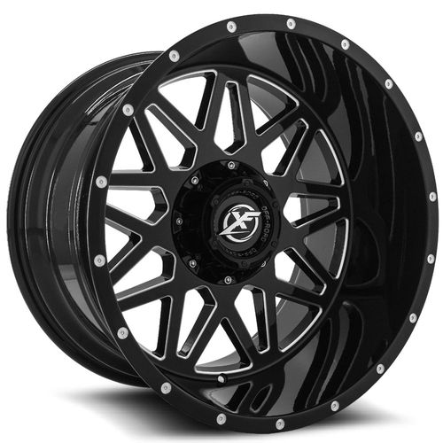 XF Off-Road - XF-211 - Black - Gloss Black Milled - 22" x 10", -12 Offset, 6x135/139.7 (Bolt pattern), 108mm HUB