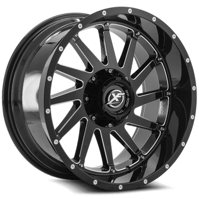 XF Off-Road - XF-216 - Black - Gloss Black Milled - 20" x 9", 0 Offset, 8x165.1/180 (Bolt pattern), 125.2mm HUB