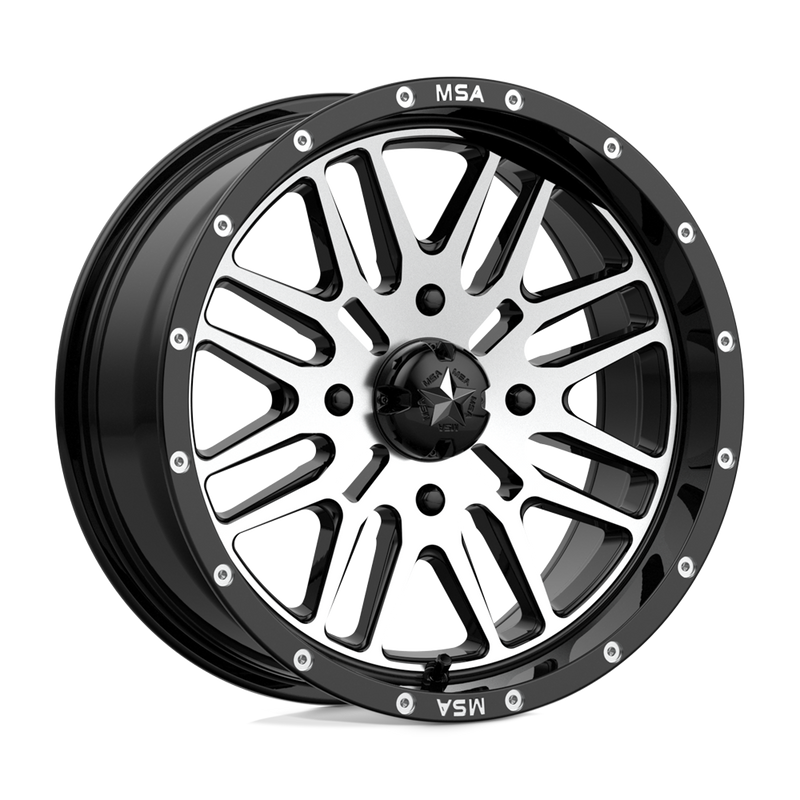 MSA Offroad Wheels - M38 BRUTE - Black - GLOSS BLACK MACHINED - 16" x 7", 10 Offset, 4x156 (Bolt Pattern), 132mm HUB