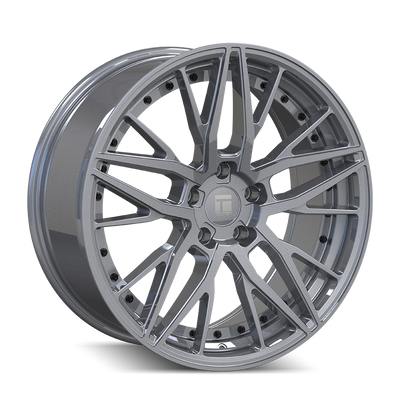 Touren - TR93 - Grey - GLOSS GRAPHITE/BLACK RIVET - 18" x 8", 35 Offset, 5x114.3 (Bolt Pattern), 72.6mm HUB