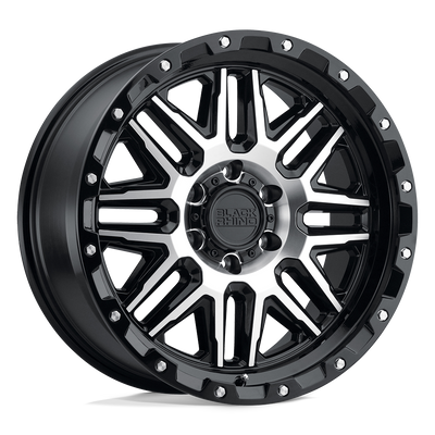 Black Rhino - ALAMO - Black - Gloss Black with Machined Face & Stainless Bolts - 20" x 9", 2 Offset, 5x139.7 (Bolt pattern), 78.1mm HUB
