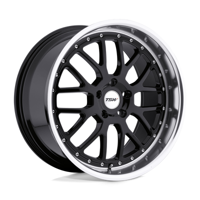 TSW Wheels - VALENCIA - Black - Gloss Black with Mirror Cut Lip - 20" x 10", 40 Offset, 5x114.3 (Bolt pattern), 76.1mm HUB