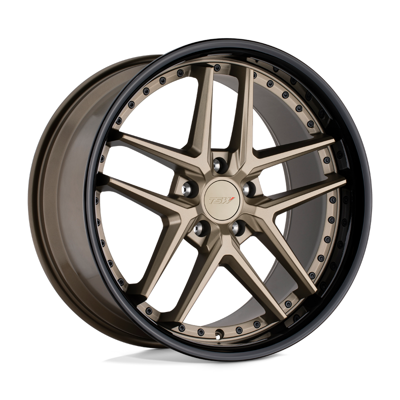 TSW Wheels - PREMIO - Bronze - Matte Bronze with Gloss Black Lip - 19" x 8.5", 42 Offset, 5x112 (Bolt pattern), 66.56mm HUB
