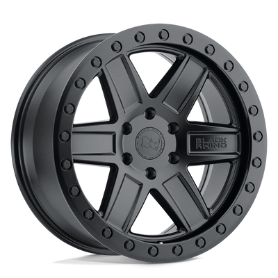 Black Rhino - ATTICA - Black - Matte Black with Black Ring - 18" x 9.5", 12 Offset, 6x139.7 (Bolt pattern), 112.1mm HUB