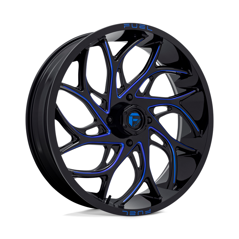 Fuel UTV - D778 RUNNER UTV - Black - GLOSS BLACK MILLED CANDY BLUE - 24" x 7", 13 Offset, 4x137 (Bolt Pattern), 110.1mm HUB