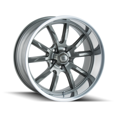 Ridler - 650 - Grey - GREY/POLISHED LIP - 20" x 8.5", 30 Offset, 5x114.3 (Bolt Pattern), 72.6mm HUB