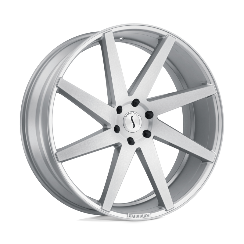 Status Wheels - BRUTE - Silver - Silver with Brushed Machined Face - 22" x 9.5", 35 Offset, 5x112 (Bolt Pattern), 66.6mm HUB