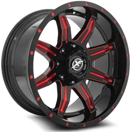 XF Off-Road - XF-215 - Black - Gloss Black Milled Red - 20" x 9", 0 Offset, 5x127/139.7 (Bolt pattern), 110.3mm HUB