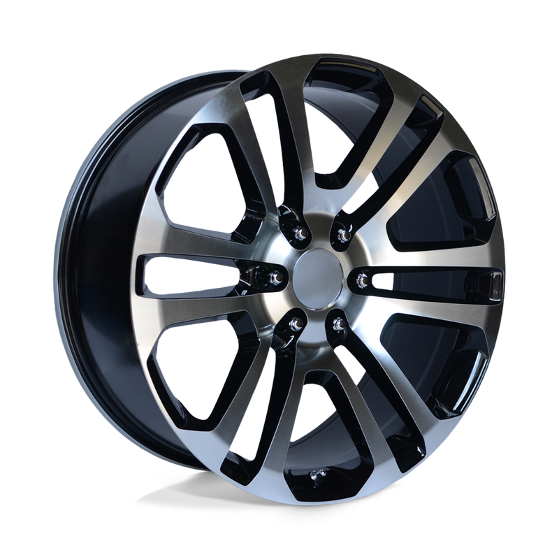 OE Creations - PR158 - Black - GLOSS BLACK WITH MACHINED FACE - 22" x 9", 24 Offset, 6x139.7 (Bolt Pattern), 78.1mm HUB