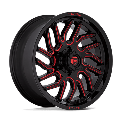 Fuel - D808 HURRICANE - Black - GLOSS BLACK MILLED RED TINT - 20" x 9", 20 Offset, 6x139.7 (Bolt Pattern), 106.1mm HUB