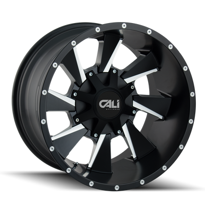 Cali Off-Road - DISTORTED - Black - SATIN BLACK/MILLED SPOKES - 20" x 9", 18 Offset, 5x139.7/150 (Bolt Pattern), 110mm HUB