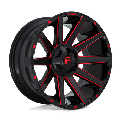 Fuel - D643 CONTRA - Black - GLOSS BLACK RED TINTED CLEAR - 22" x 10", -18 Offset, 8x165.1 (Bolt Pattern), 125.1mm HUB