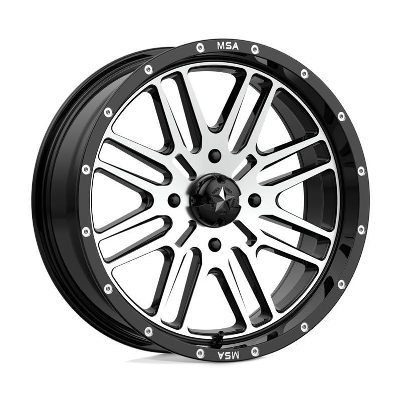MSA Offroad Wheels - M38 BRUTE - Black - GLOSS BLACK MACHINED - 18" x 7", 10 Offset, 4x137 (Bolt Pattern), 112.1mm HUB
