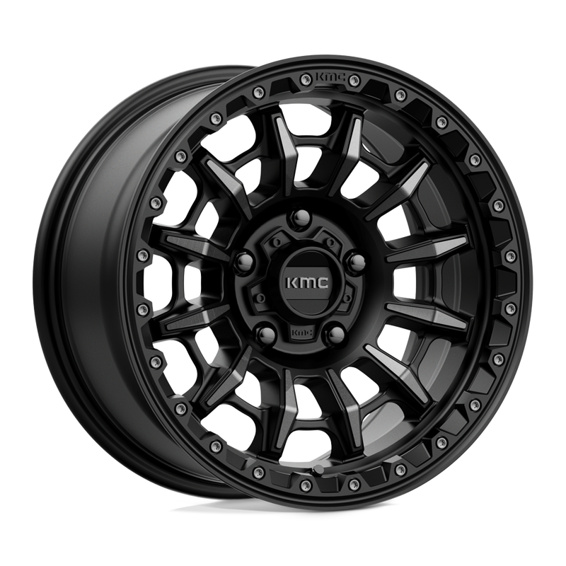 KMC Wheels - KM547 CARNAGE - Black - SATIN BLACK WITH GRAY TINT - 17" x 9", -12 Offset, 5x127 (Bolt Pattern), 71.5mm HUB