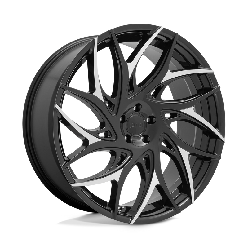 DUB - S259 G.O.A.T. - Black - GLOSS BLACK WITH MACHINED SPOKES - 24" x 10", 10 Offset, 5x127 (Bolt Pattern), 78.1mm HUB