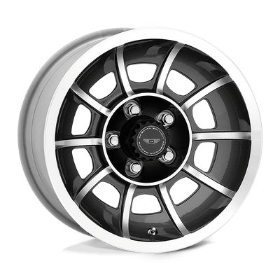 American Racing Vintage - VN47 VECTOR - Gunmetal - ANTHRACITE MACHINED - 15" x 8.5", 6 Offset, 5x120.65 (Bolt Pattern), 86mm HUB