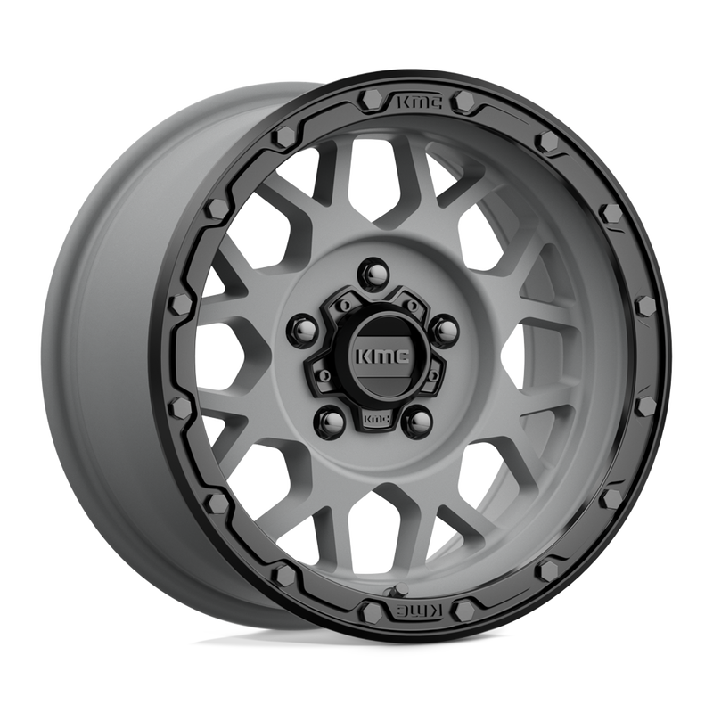 KMC Wheels - KM535 GRENADE OFF-ROAD - Gunmetal - MATTE GRAY MATTE BLACK LIP - 17" x 8.5", 0 Offset, 6x120 (Bolt Pattern), 66.9mm HUB