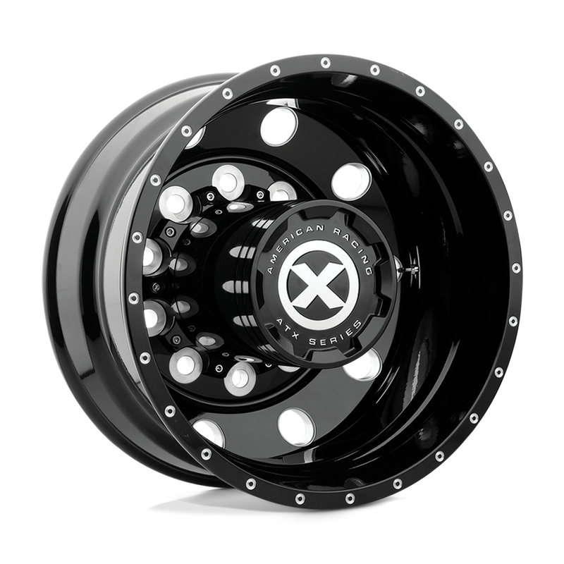 ATX - AO405 TREX - Black - GLOSS BLACK MILLED - 24.5" x 8.25", -168 Offset, 10x285.75 (Bolt Pattern), 220.1mm HUB