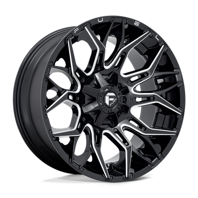 Fuel - D769 TWITCH - Black - GLOSSY BLACK MILLED - 22" x 10", -18 Offset, 8x165.1 (Bolt Pattern), 125.1mm HUB