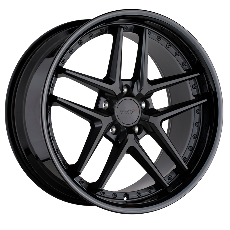 TSW Wheels - PREMIO - Gunmetal - MATTE BLACK W/ GLOSS BLACK LIP - 18" x 8.5", 42 Offset, 5x112 (Bolt Pattern), 66.56mm HUB