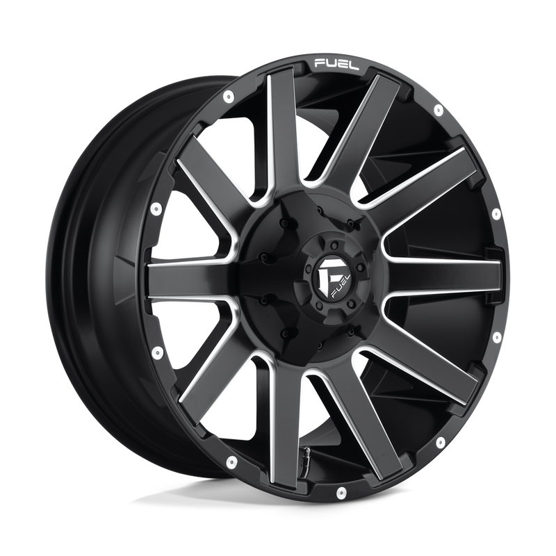 Fuel - D616 CONTRA - Black - MATTE BLACK MILLED - 20" x 9", 20 Offset, 8x170 (Bolt Pattern), 125.1mm HUB