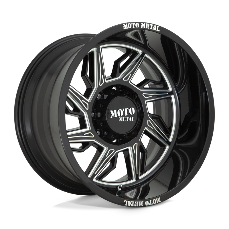 Moto Metal - MO997 HURRICANE - Black - GLOSS BLACK MILLED - LEFT DIRECTIONAL - 20" x 10", -18 Offset, 6x135 (Bolt Pattern), 87.1mm HUB