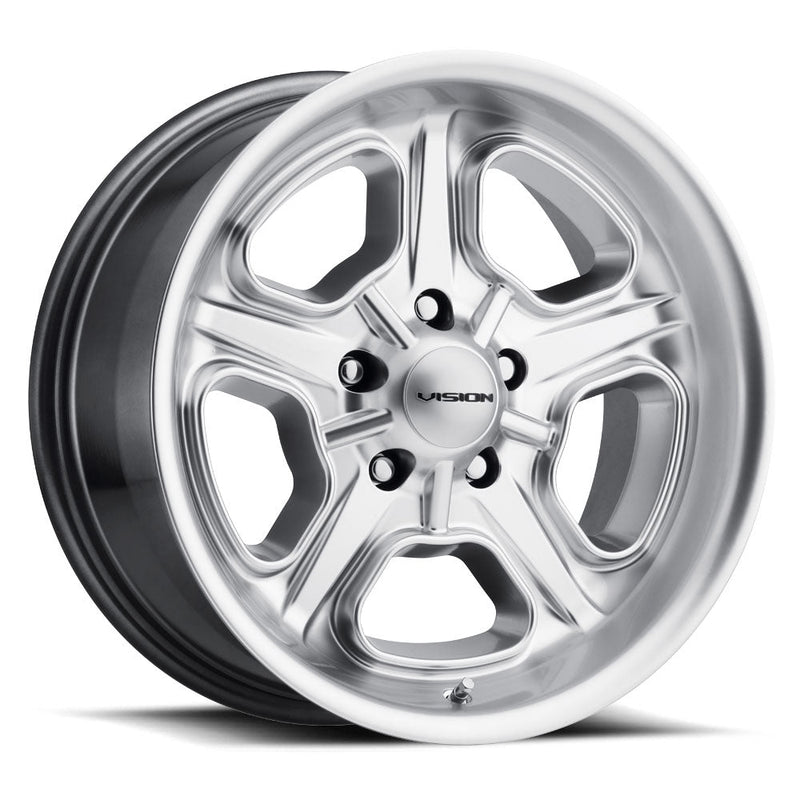 Vision Wheel American Muscle - 147 DAYTONA - Silver - Hyper Silver - 15" x 8", 0 Offset, 5x127 (Bolt Pattern), 83mm HUB