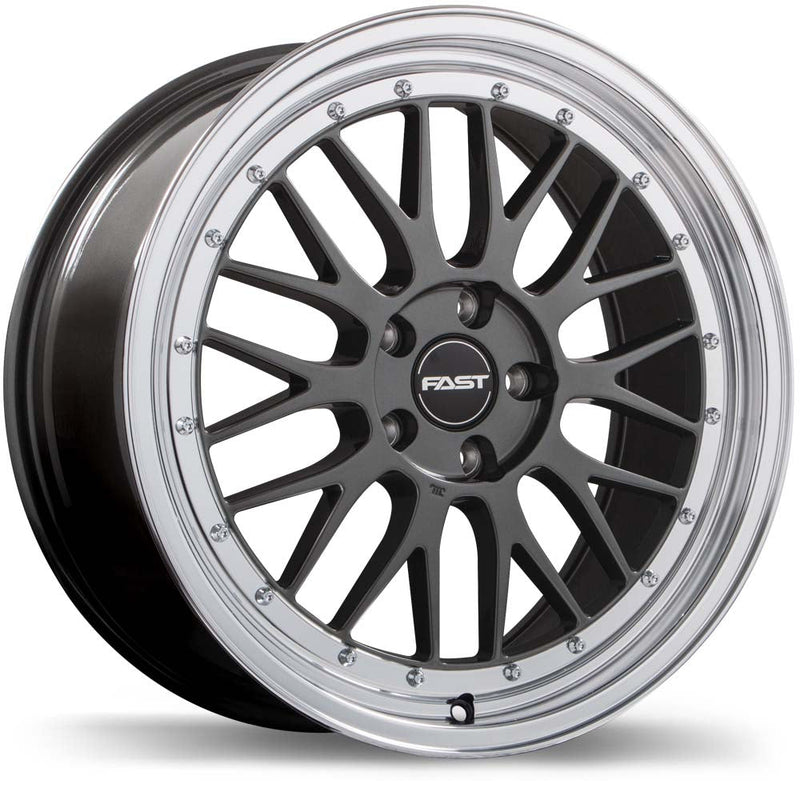 Fast Wheels - Victory - Gunmetal - Gloss Gunmetal with Machined Lip - 20" x 9.5", 35 Offset, 5x115 (Bolt Pattern), 72.6mm HUB