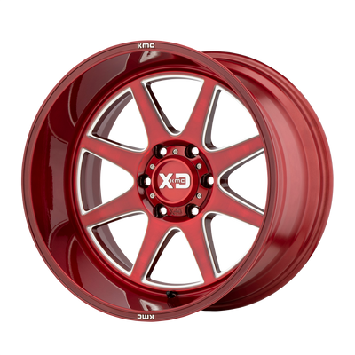 XD Series - XD844 PIKE - BRUSHED RED WITH MILLED ACCENT - 22" x 12", -44 Offset, 8x180 (Bolt Pattern), 124.2mm HUB